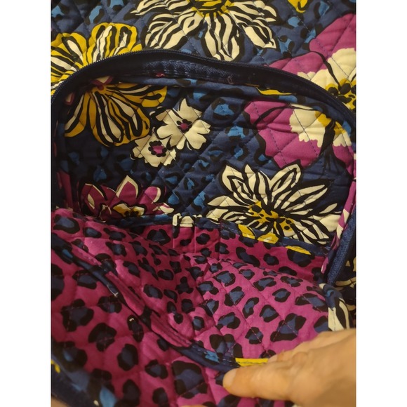Vera Bradley African Violet Campus Quilted Backpack Floral Leopard Retired main image 7
